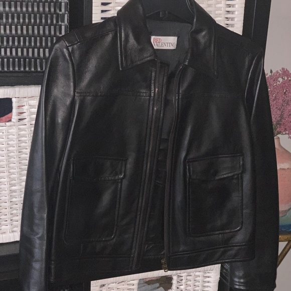 VALENTINO LEATHER BOMBER JACKET AUTHENTIC WORN 1x - Picture 3 of 8